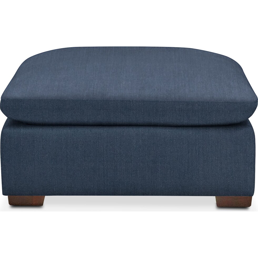 plush blue ottoman   