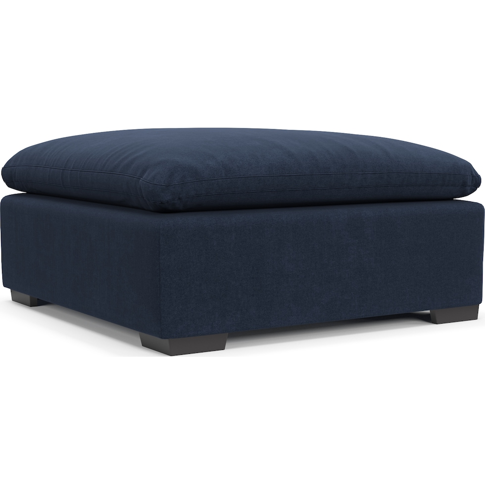 plush blue ottoman   