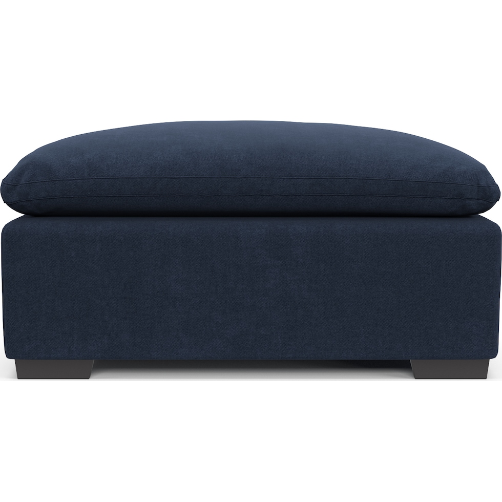 plush blue ottoman   