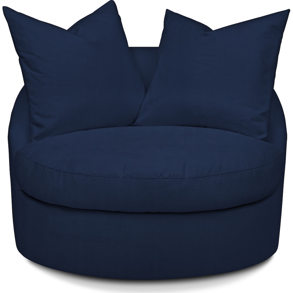 plush blue swivel chair   