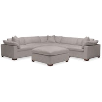 plush curious silver pine  pc sectional and ottoman   