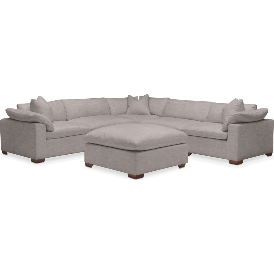 plush curious silver pine  pc sectional and ottoman   