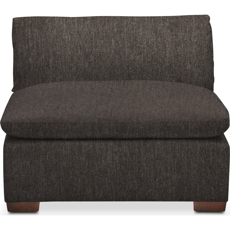 plush dark brown armless chair   