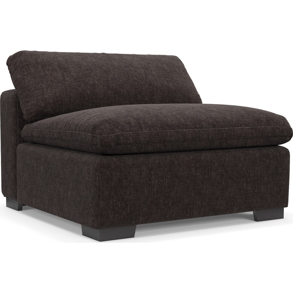 plush dark brown armless chair   