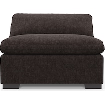 plush dark brown armless chair   