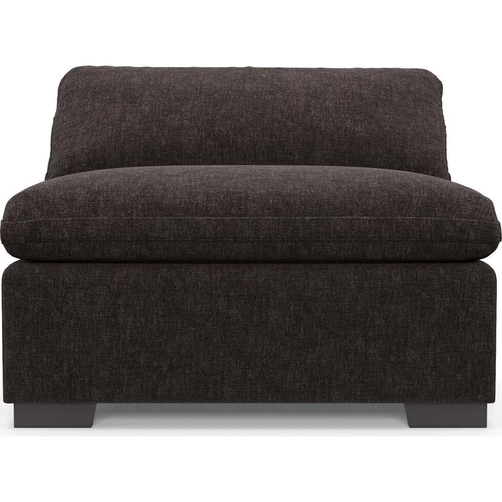 plush dark brown armless chair   