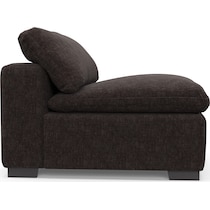 plush dark brown armless chair   