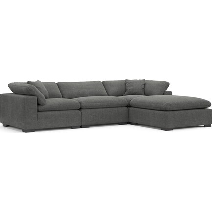 Plush Feathered Comfort 3-Piece Sofa with Ottoman - Depalma Charcoal