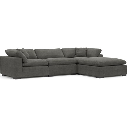 Plush Feathered Comfort 3-Piece Sofa with Ottoman - Curious Charcoal