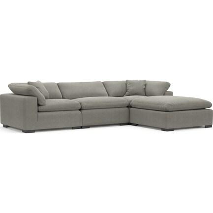 Plush Feathered Comfort 3-Piece Sofa with Ottoman - Hugo Graphite