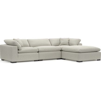 Plush Feathered Comfort 3-Piece Sofa with Ottoman - Everton Grey