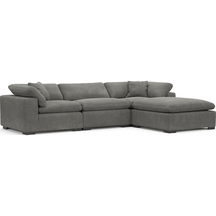 Plush Feathered Comfort 3-Piece Sofa with Ottoman - Living Large Charcoal