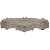 plush gray  pc sectional and ottoman   