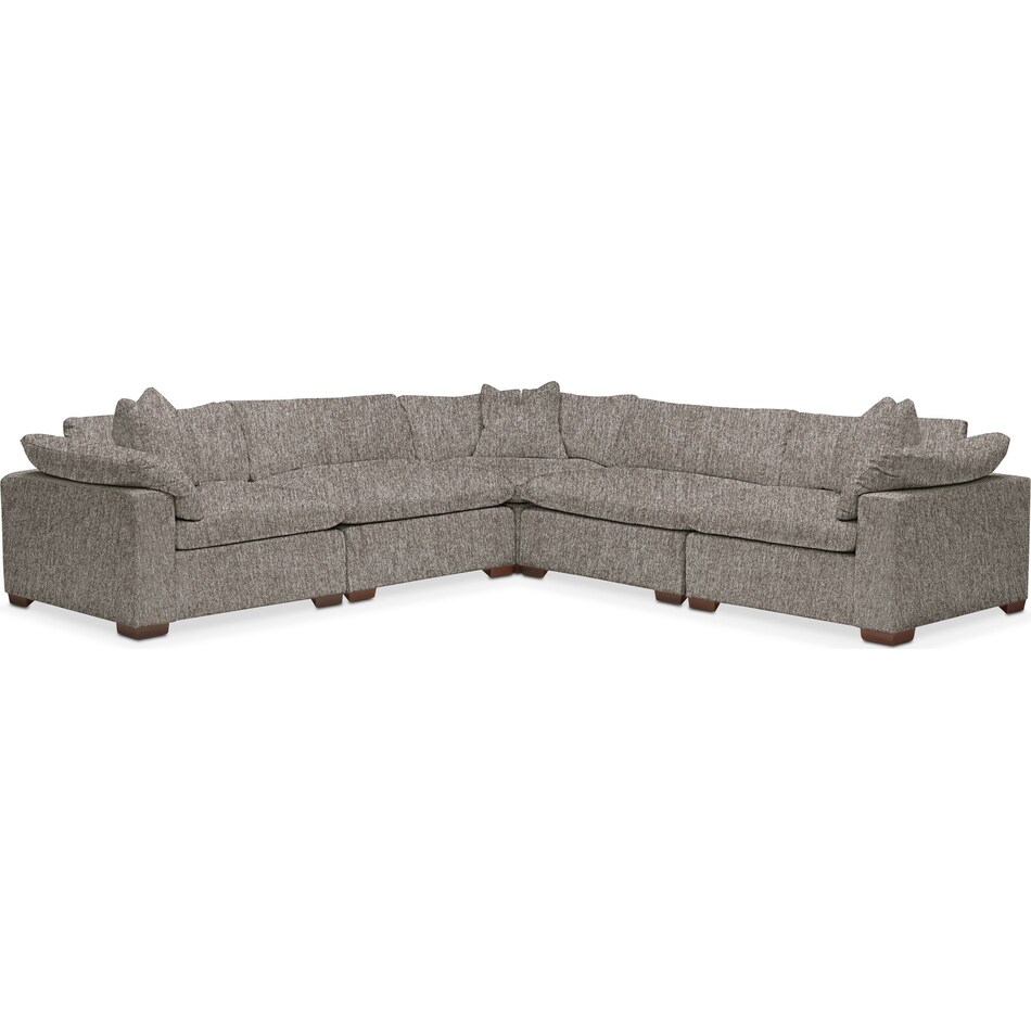 Plush Feathered Comfort 5Piece Performance Fabric Sectional Halifax