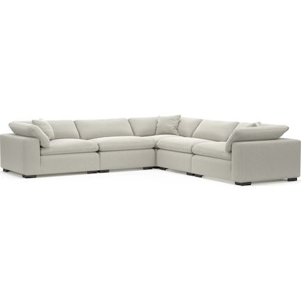 Plush Feathered Comfort 5-Piece Sectional - Everton Grey