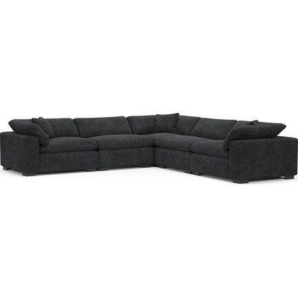 Plush Feathered Comfort Feathered Comfort 5-Piece Sectional - Sherpa Charcoal