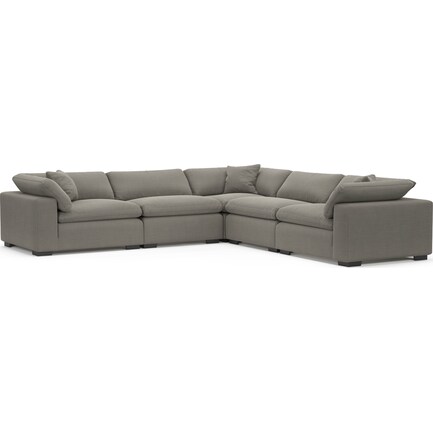 Plush Feathered Comfort 5-Piece Sectional - Nevis Graphite