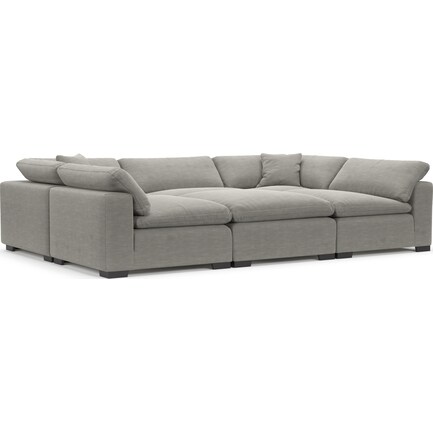 Plush Feathered Comfort 6-Piece Pit Sectional - Victory Smoke