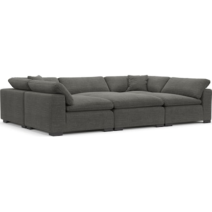 Plush Feathered Comfort 6-Piece Pit Sectional - Curious Charcoal