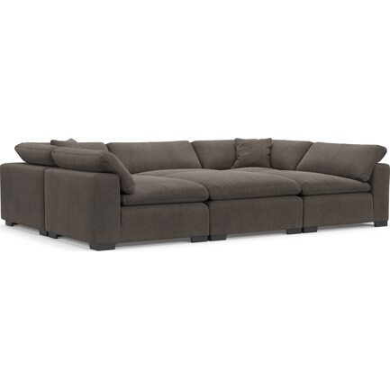 Plush Feathered Comfort 6-Piece Pit Sectional - Laurent Charcoal