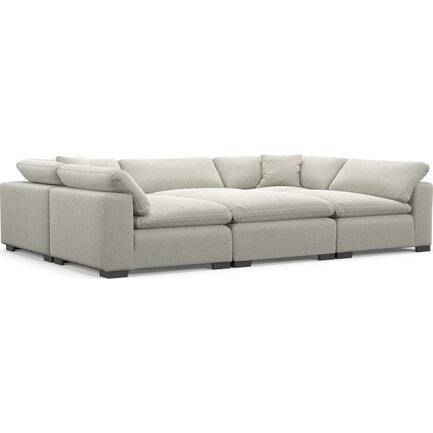 Plush Feathered Comfort 6-Piece Pit Sectional - Everton Grey