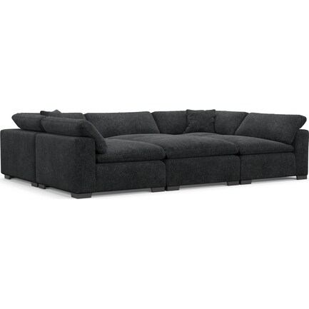 Plush Feathered Comfort 6-Piece Sectional - Sherpa Charcoal