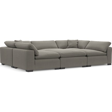 Plush Feathered Comfort 6-Piece Pit Sectional - Nevis Graphite