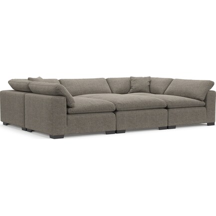Plush Feathered Comfort Eco Performance Fabric 6-Piece Pit Sectional - Bridger Metal