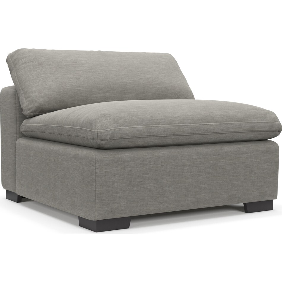 Plush Feathered Comfort Armless Chair in Victory Smoke Value City