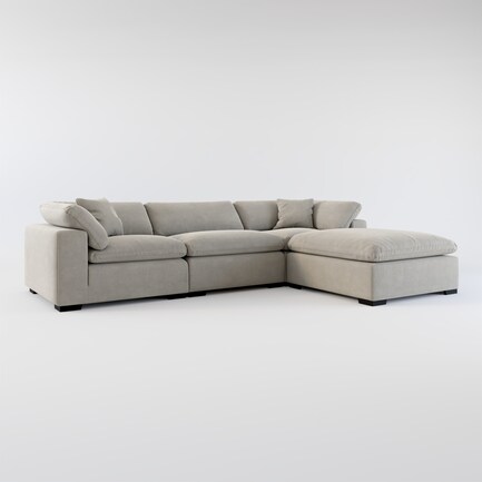 Plush Feathered Comfort 3-Piece Sofa and Ottoman - Abington Fog