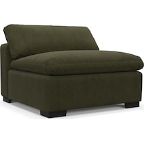 plush green armless chair   