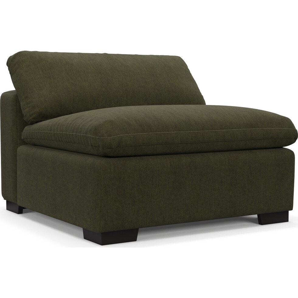 plush green armless chair   