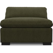 plush green armless chair   