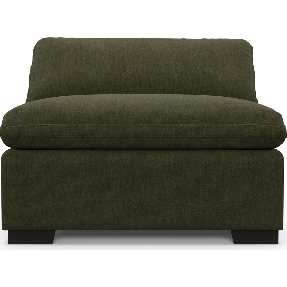 plush green armless chair   