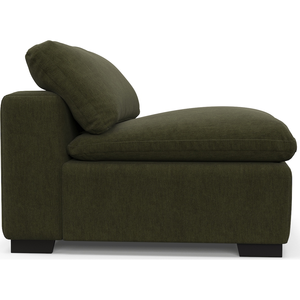 plush green armless chair   