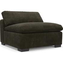 plush green armless chair   