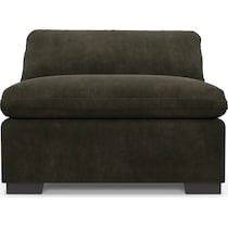 plush green armless chair   