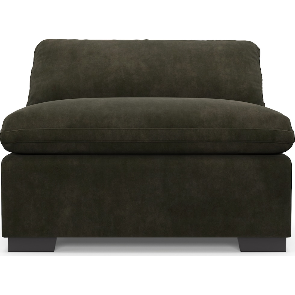 plush green armless chair   