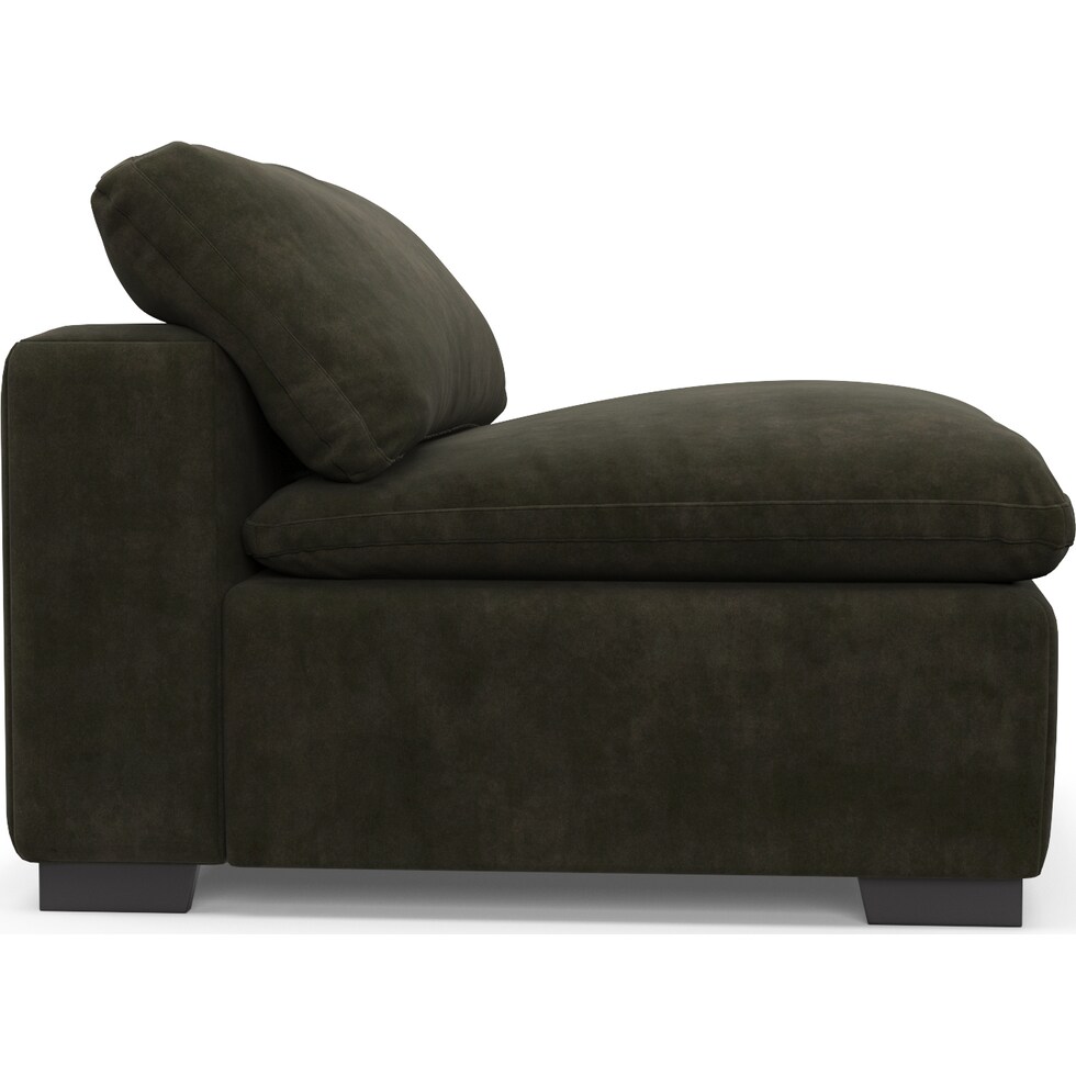 plush green armless chair   