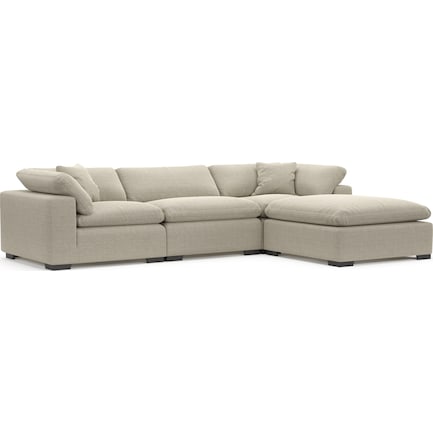 Plush Feathered Comfort 3-Piece Sofa with Ottoman - Depalma Taupe