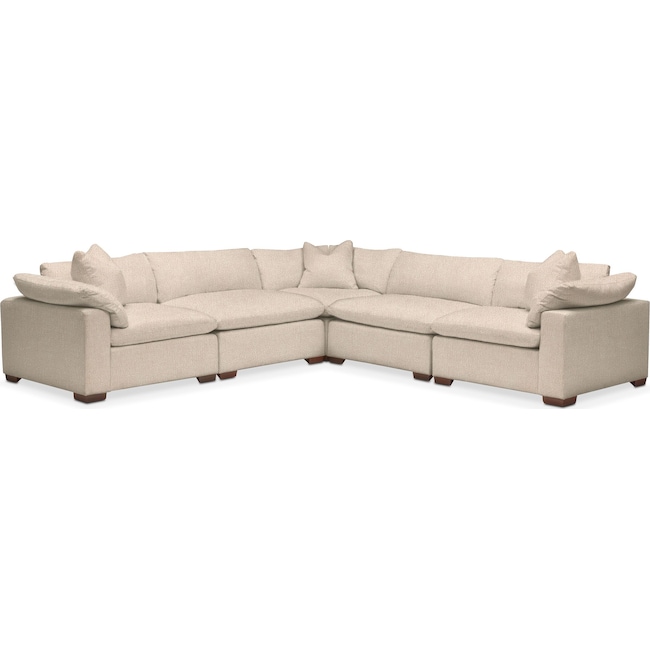 Living Room Furniture - Plush Performance 5-Piece Sectional- Halifax Shell