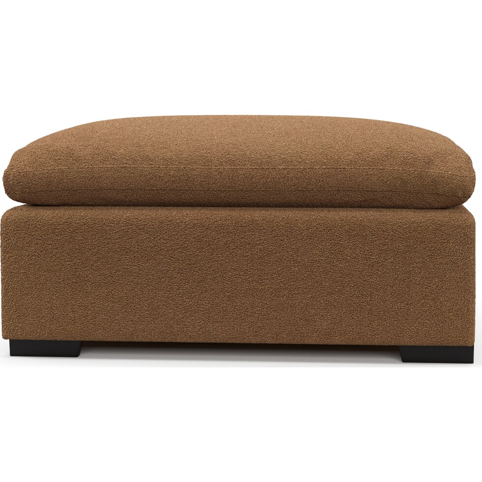 plush light brown ottoman   