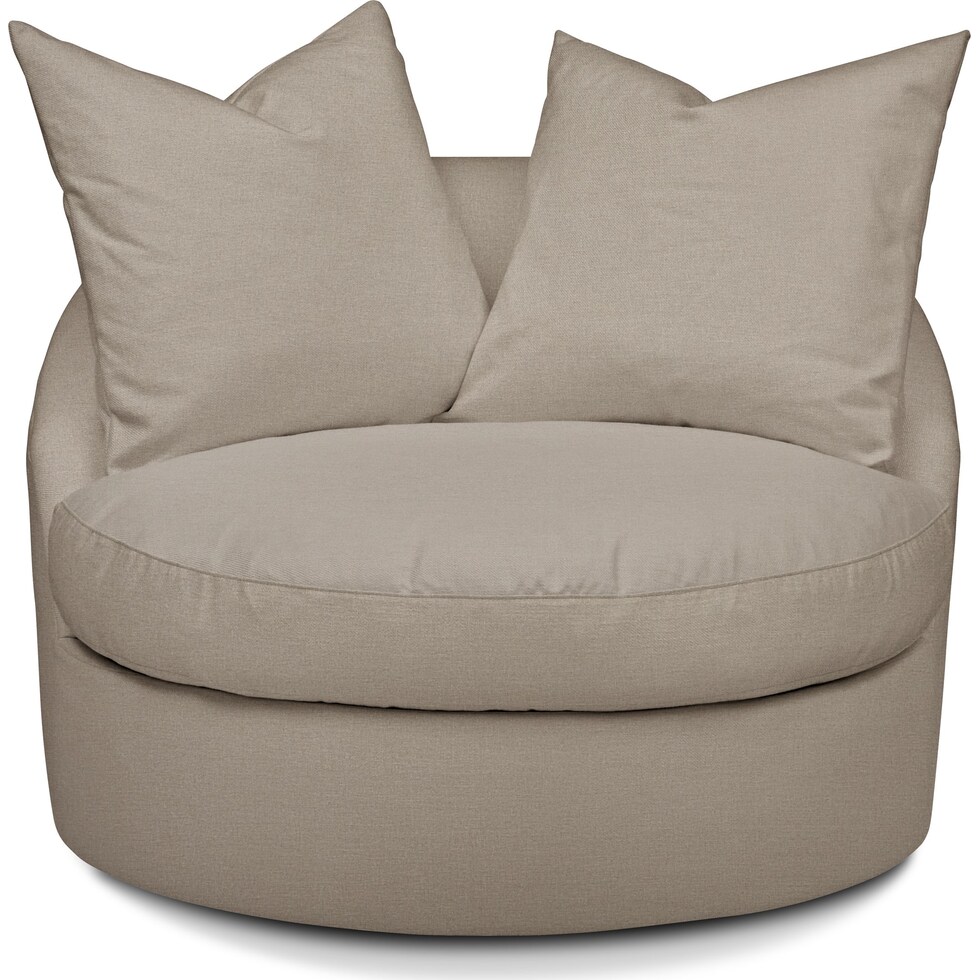 plush light brown swivel chair   