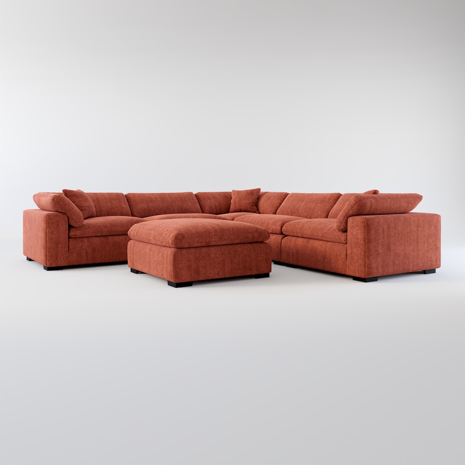 plush orange sectional   