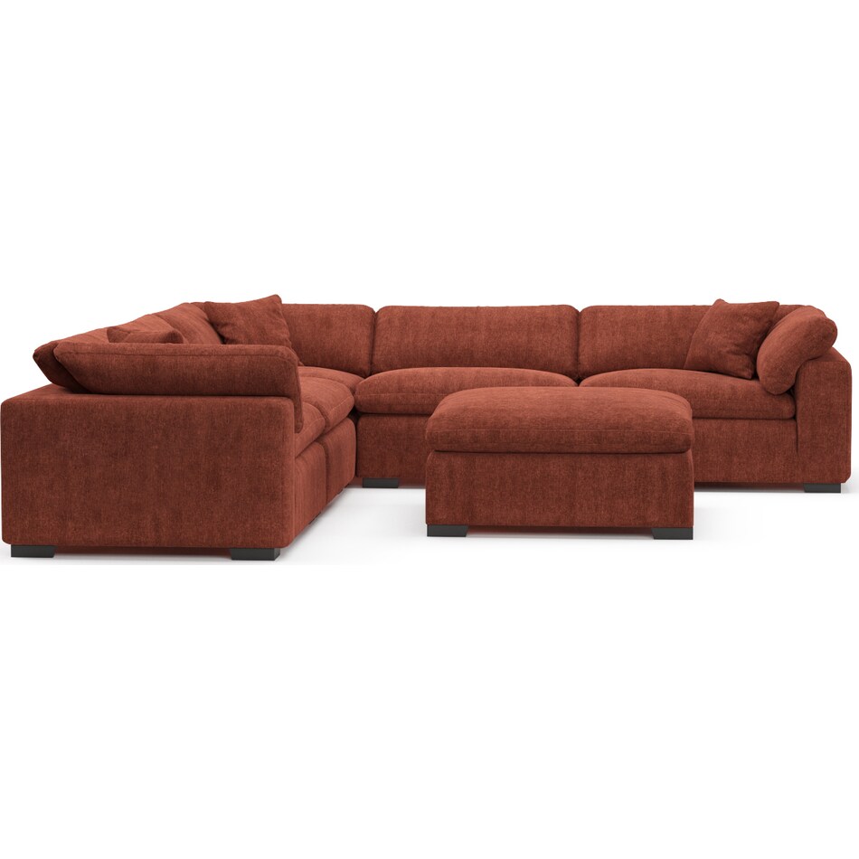 plush orange sectional   