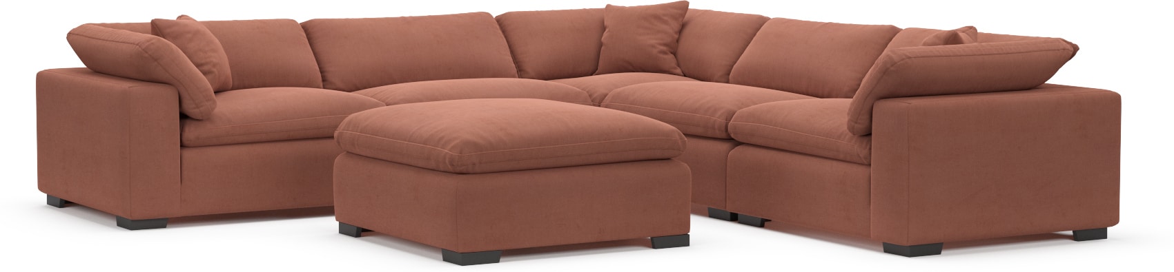 Plush Core Comfort 5 Piece Sectional With Ottoman Bella Rosewood   Plush Pink 5 Pc Sectional And Ottoman 8728083 1580431 