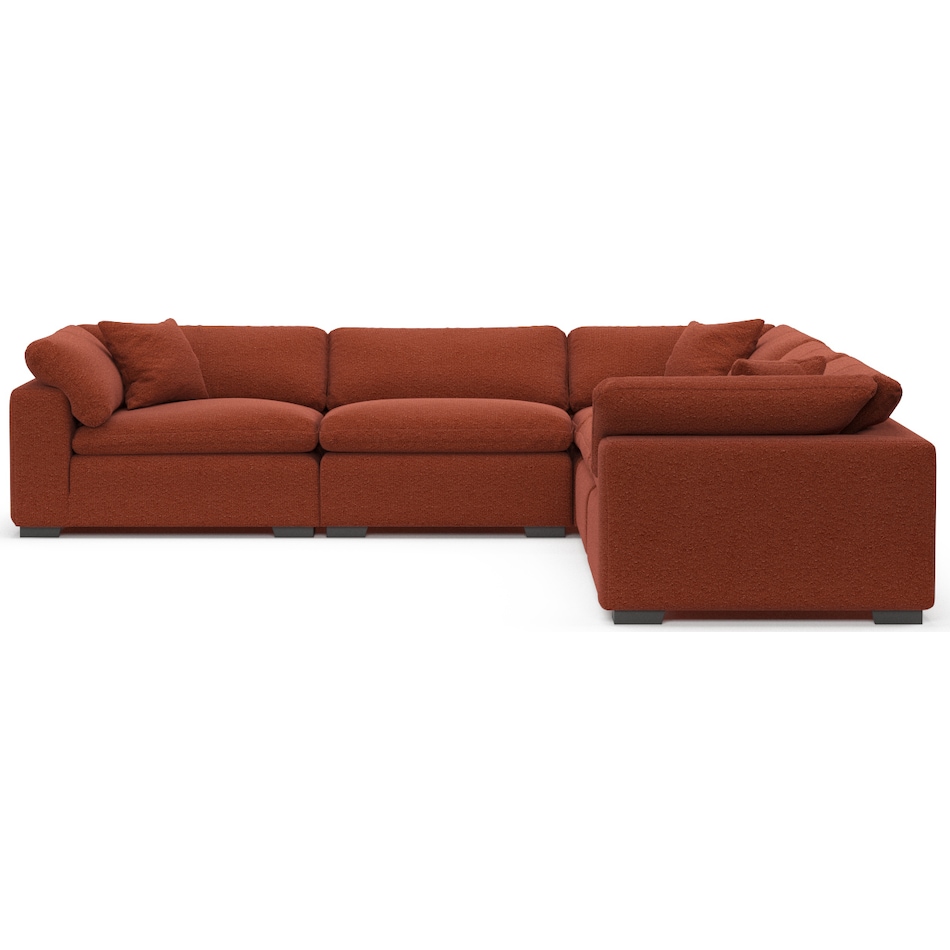 plush red  pc sectional   