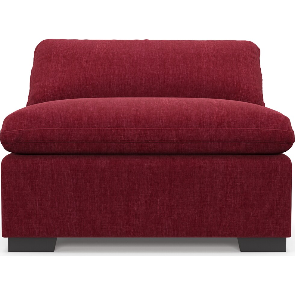 plush red armless chair   