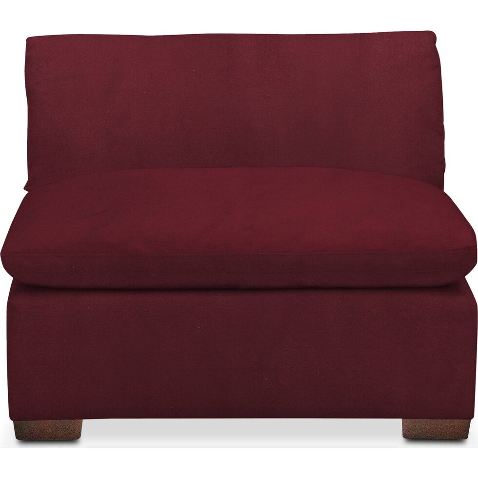 plush red armless chair   