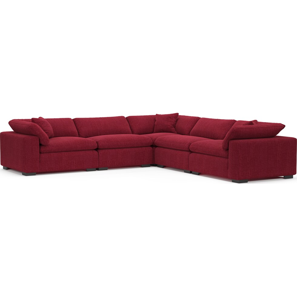 plush red sectional   